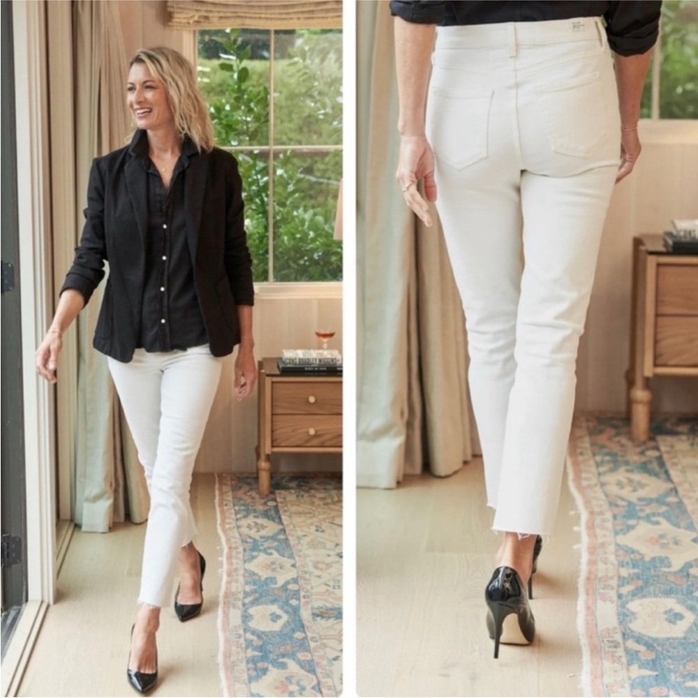 Frank and Eileen Cork White Straight Leg Raw Hem Jeans 32